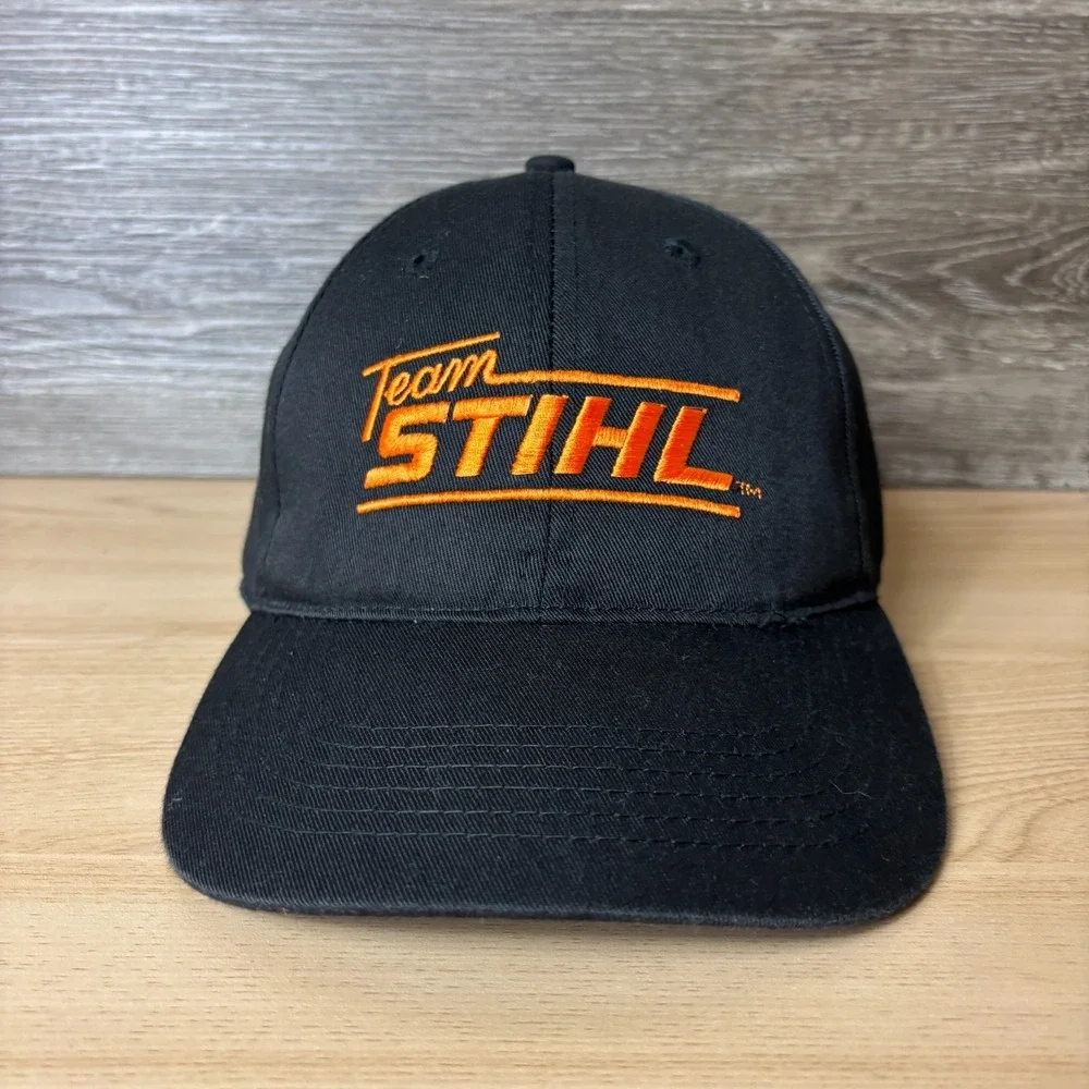 STIHL Hat Cap Snap Back Black Orange Chainsaws One Size Adjustable